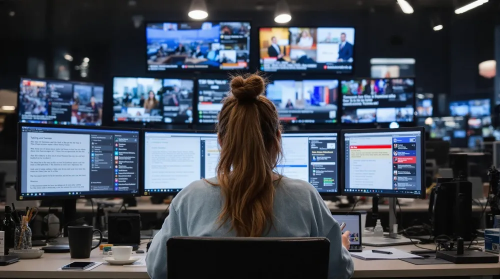 Young journalist working on a computer